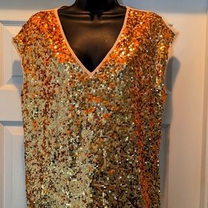 New York and Company Med Gold Sequin Top
